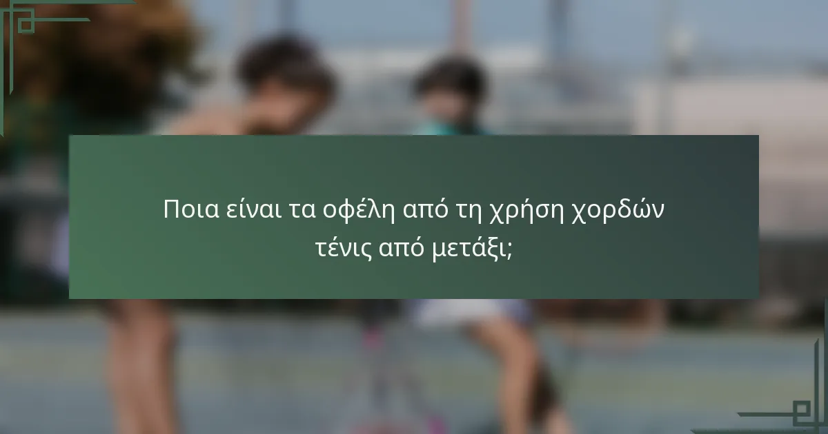 Ποια είναι τα οφέλη από τη χρήση χορδών τένις από μετάξι;